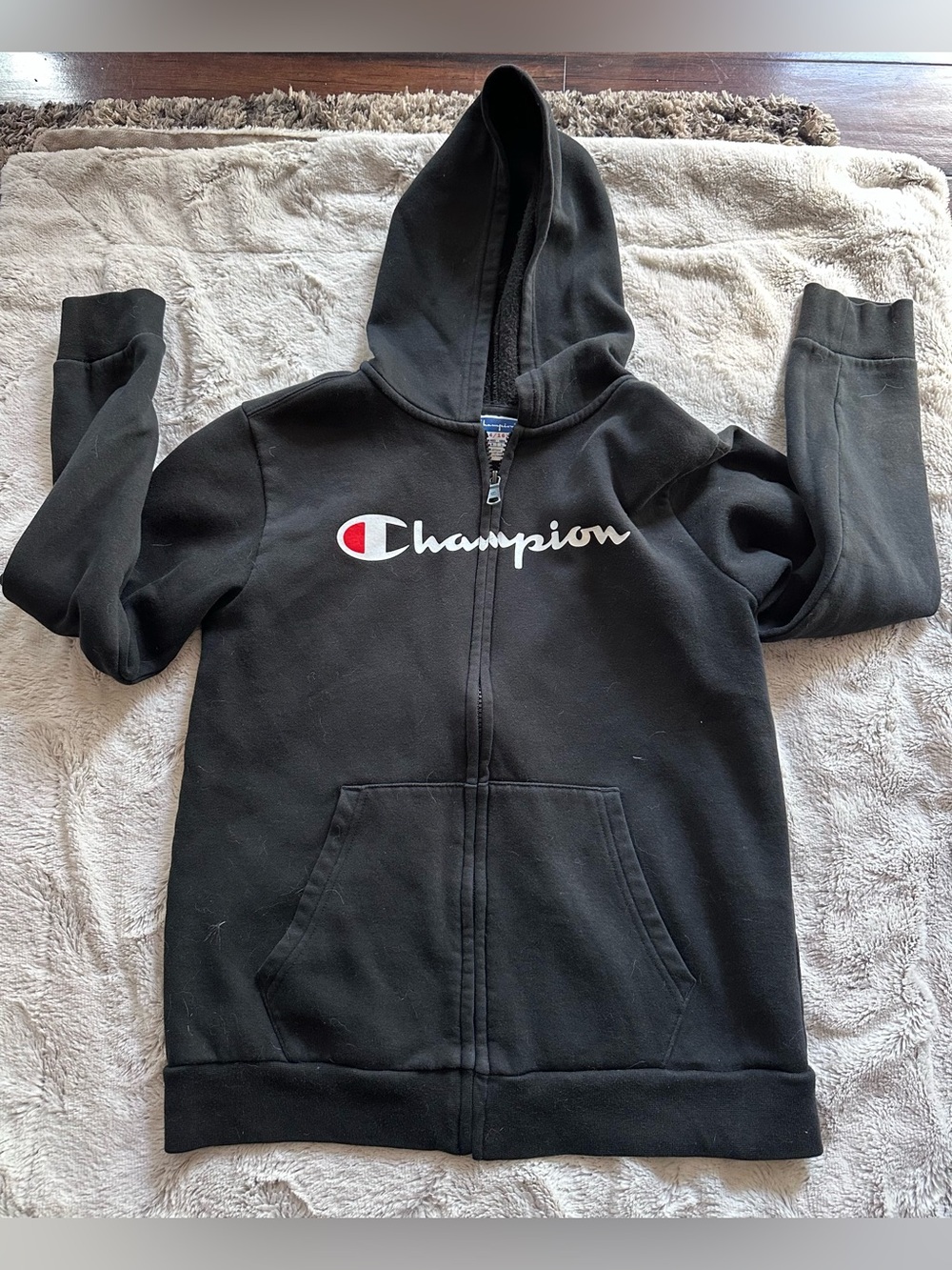 Champion Kids' Black Full-Zip Hoodie-Large (14/16)